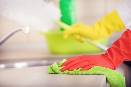 Local cleaning team preparing a flat for handover in NW1